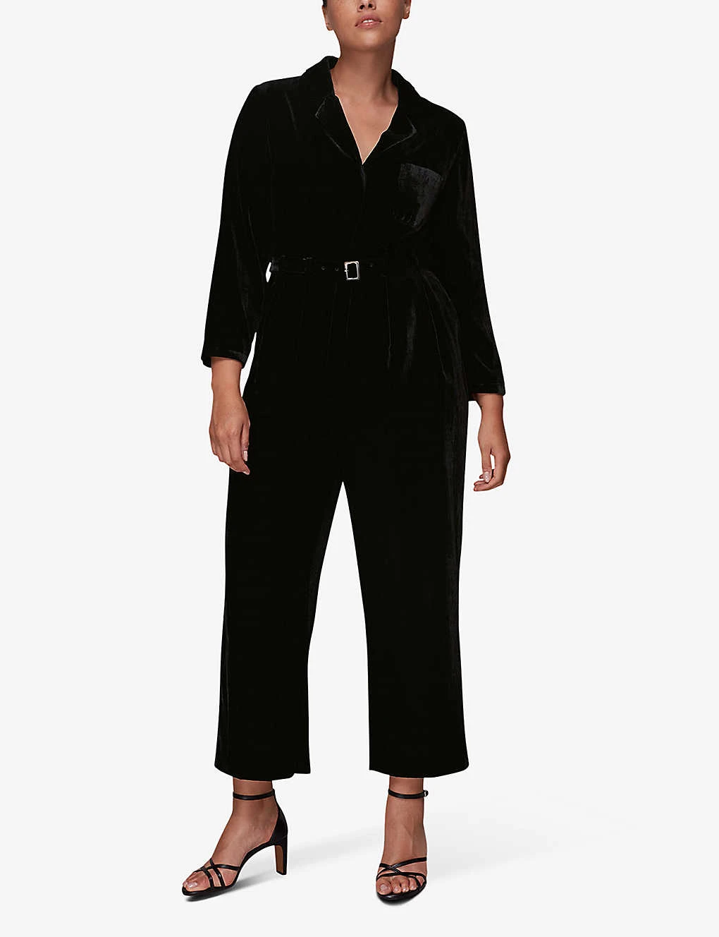 Whistles Avery Belted Wide-leg Velvet Jumpsuit 3 Whistles Avery Belted Wide-leg Velvet Jumpsuit - Image 3