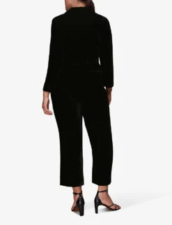 Whistles Avery Belted Wide-leg Velvet Jumpsuit 8 Whistles Avery Belted Wide-leg Velvet Jumpsuit -The Fashion Shop R03869072 BLACK ALT03