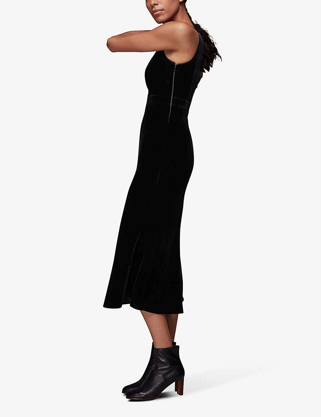 Whistles Mila Square-neck Fitted Velvet Midi Dress 3 Whistles Mila Square-neck Fitted Velvet Midi Dress - Image 3