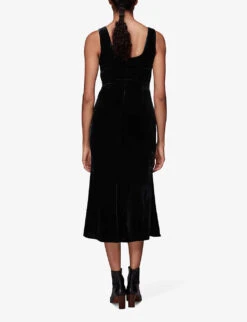 Whistles Mila Square-neck Fitted Velvet Midi Dress 8 Whistles Mila Square-neck Fitted Velvet Midi Dress -The Fashion Shop R03869074 BLACK ALT03