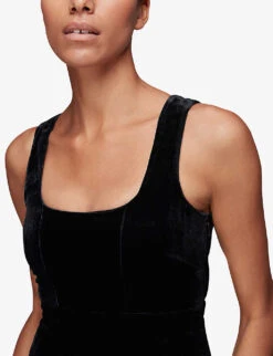 Whistles Mila Square-neck Fitted Velvet Midi Dress 9 Whistles Mila Square-neck Fitted Velvet Midi Dress -The Fashion Shop R03869074 BLACK ALT04