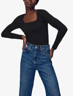 Whistles Square-neck Stretch-woven Top 7 Whistles Square-neck Stretch-woven Top -The Fashion Shop R03869077 BLACK ALT02