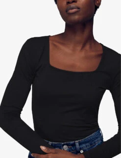 Whistles Square-neck Stretch-woven Top 9 Whistles Square-neck Stretch-woven Top -The Fashion Shop R03869077 BLACK ALT04