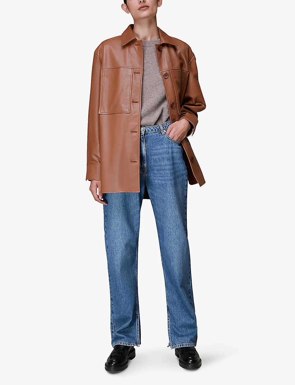 Whistles Cady Patch-pocket Leather Overshirt 2 Whistles Cady Patch-pocket Leather Overshirt - Image 2