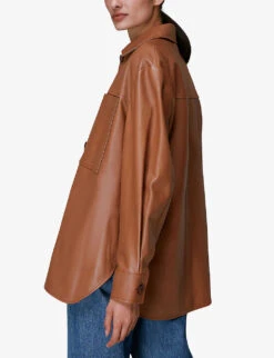 Whistles Cady Patch-pocket Leather Overshirt 8 Whistles Cady Patch-pocket Leather Overshirt -The Fashion Shop R03869783 BROWN ALT03
