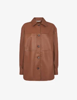 Whistles Cady Patch-pocket Leather Overshirt
