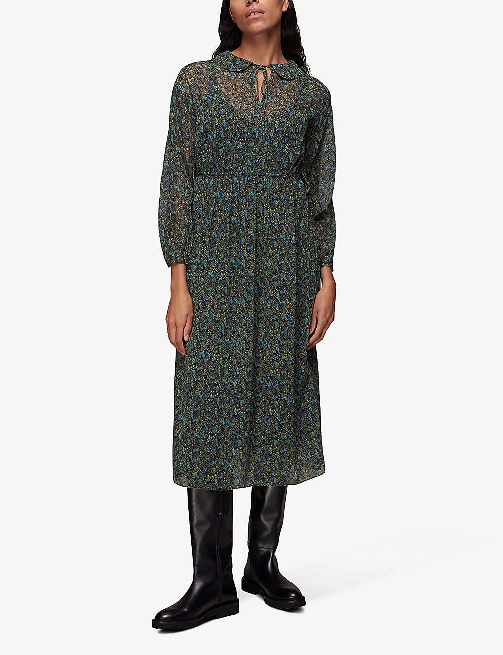 Whistles Stitch-detail Floral-print Recycled-polyester Midi Dress 2 Whistles Stitch-detail Floral-print Recycled-polyester Midi Dress - Image 2