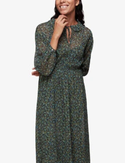 Whistles Stitch-detail Floral-print Recycled-polyester Midi Dress 7 Whistles Stitch-detail Floral-print Recycled-polyester Midi Dress -The Fashion Shop R03870832 MULTICOLOURED ALT02