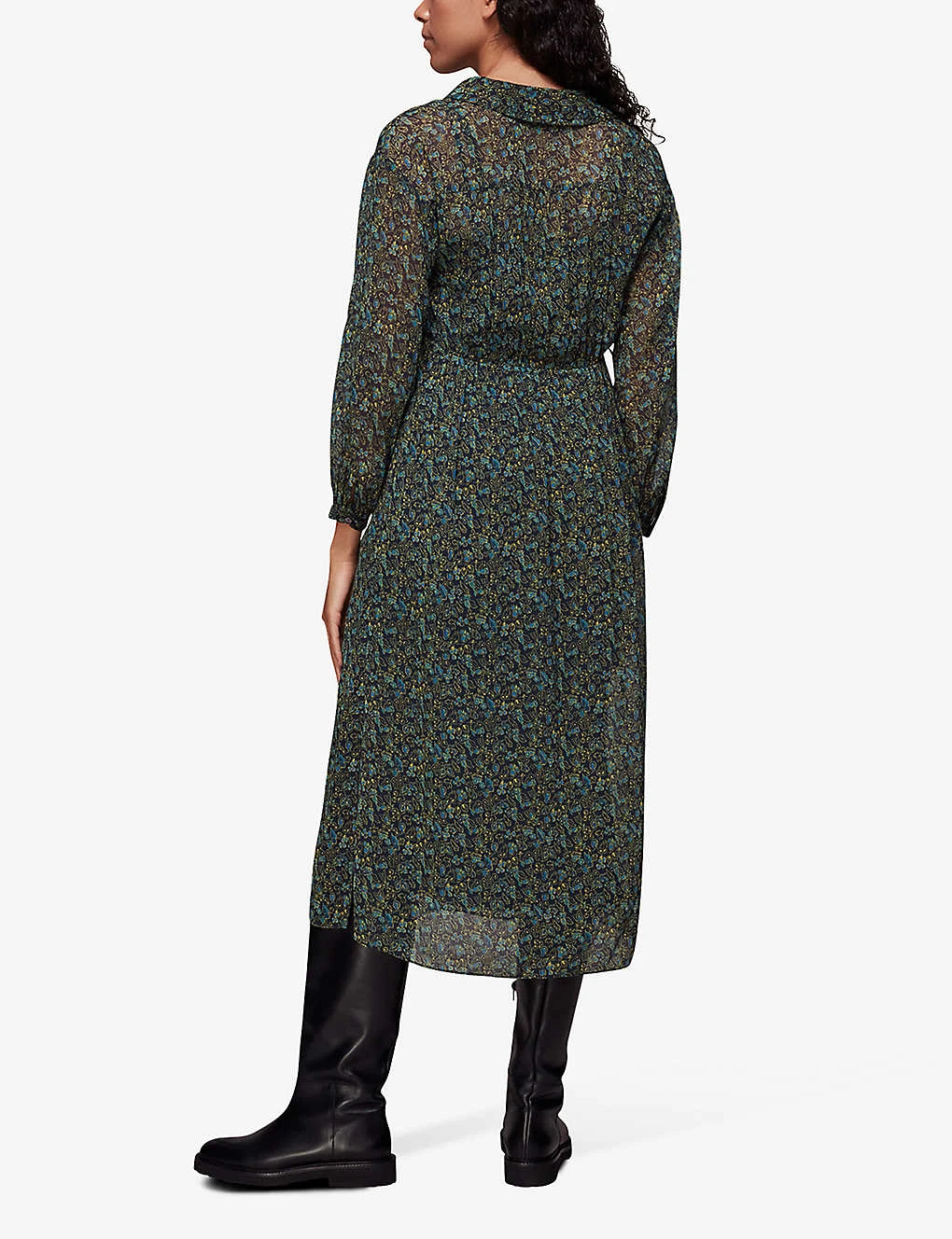 Whistles Stitch-detail Floral-print Recycled-polyester Midi Dress 4 Whistles Stitch-detail Floral-print Recycled-polyester Midi Dress - Image 4