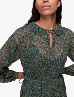 Whistles Stitch-detail Floral-print Recycled-polyester Midi Dress 9 Whistles Stitch-detail Floral-print Recycled-polyester Midi Dress -The Fashion Shop R03870832 MULTICOLOURED ALT04