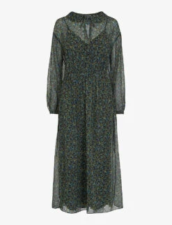 Whistles Stitch-detail Floral-print Recycled-polyester Midi Dress