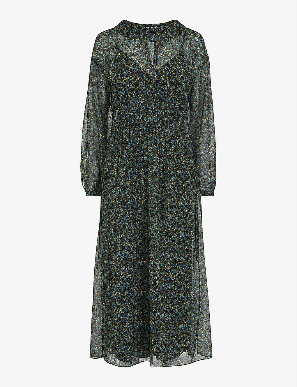 Whistles Stitch-detail Floral-print Recycled-polyester Midi Dress 1 Whistles Stitch-detail Floral-print Recycled-polyester Midi Dress