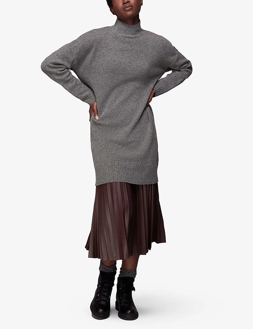 Whistles Funnel-neck Wool Midi Dress 2 Whistles Funnel-neck Wool Midi Dress - Image 2