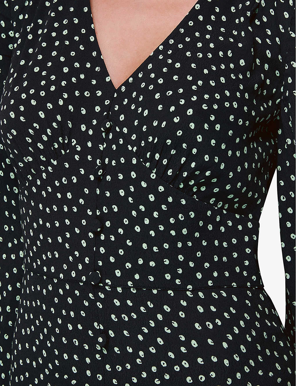 Whistles Spotted Button-through Frilled-hem Crepe Midi Dress 5 Whistles Spotted Button-through Frilled-hem Crepe Midi Dress - Image 5