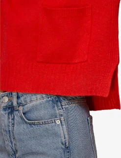 Whistles Double-pocket Wool Jumper -The Fashion Shop R03880487 RED ALT05
