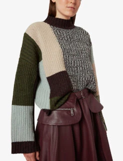 Whistles Belted High-waisted Leather Midi Skirt -The Fashion Shop R03881027 PURPLE ALT04