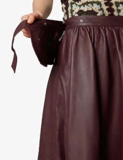 Whistles Belted High-waisted Leather Midi Skirt -The Fashion Shop R03881027 PURPLE ALT06