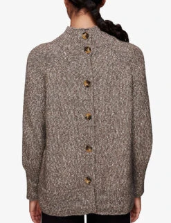 Whistles Funnel-neck Buttoned-back Cotton-blend Jumper -The Fashion Shop R03881761 ALT03