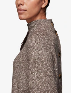 Whistles Funnel-neck Buttoned-back Cotton-blend Jumper -The Fashion Shop R03881761 ALT04