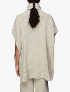 Whistles Speckled Roll-neck Wool-blend Cape -The Fashion Shop R03881765 TAN ALT03