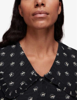 Whistles Horseshoe-print Oversized-collar Recycled-polyester Top 9 Whistles Horseshoe-print Oversized-collar Recycled-polyester Top -The Fashion Shop R03883165 BLACK ALT04
