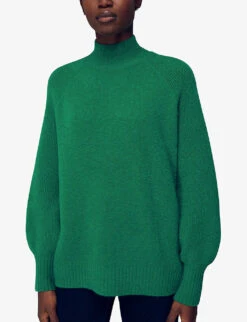 Whistles Funnel-neck Balloon-sleeved Stretch Knitted Jumper 7 Whistles Funnel-neck Balloon-sleeved Stretch Knitted Jumper -The Fashion Shop R03883166 GREEN ALT02