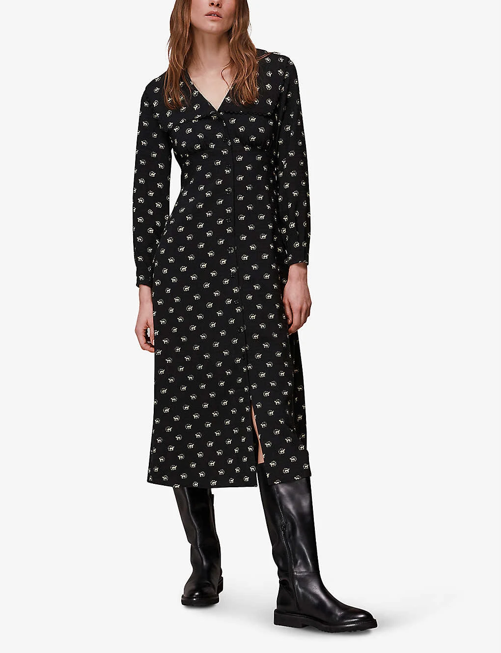 Whistles Izzy Horseshoe-print Recycled-polyester Midi Dress 2 Whistles Izzy Horseshoe-print Recycled-polyester Midi Dress - Image 2