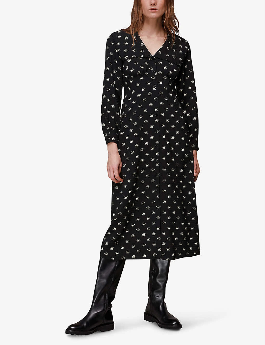 Whistles Izzy Horseshoe-print Recycled-polyester Midi Dress 3 Whistles Izzy Horseshoe-print Recycled-polyester Midi Dress - Image 3