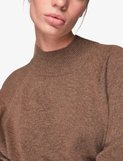 Whistles Funnel-neck Belted Wool Midi-dress -The Fashion Shop R03883625 TAN ALT04