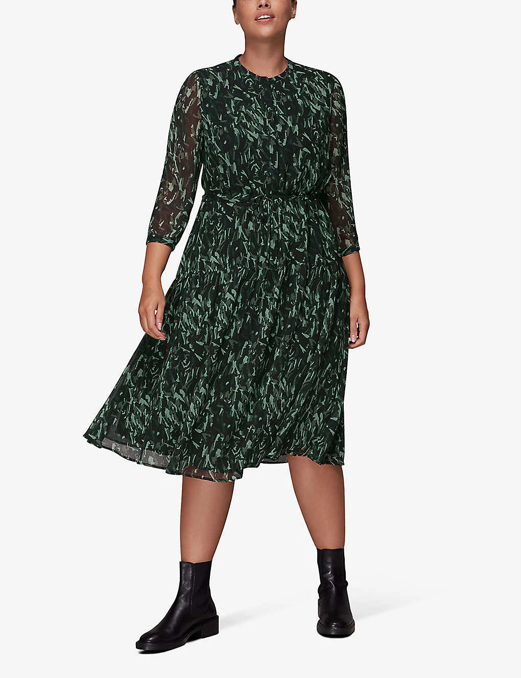 Whistles Graphic-print Recycled Polyester-blend Midi Dress 2 Whistles Graphic-print Recycled Polyester-blend Midi Dress - Image 2