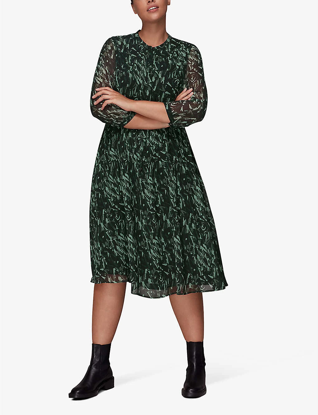 Whistles Graphic-print Recycled Polyester-blend Midi Dress 3 Whistles Graphic-print Recycled Polyester-blend Midi Dress - Image 3