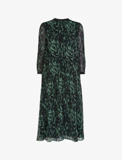 Whistles Graphic-print Recycled Polyester-blend Midi Dress