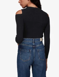 Whistles Cold Shoulder Cotton-blend Jumper -The Fashion Shop R03886460 BLACK ALT03