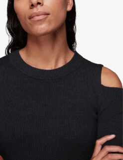 Whistles Cold Shoulder Cotton-blend Jumper -The Fashion Shop R03886460 BLACK ALT04
