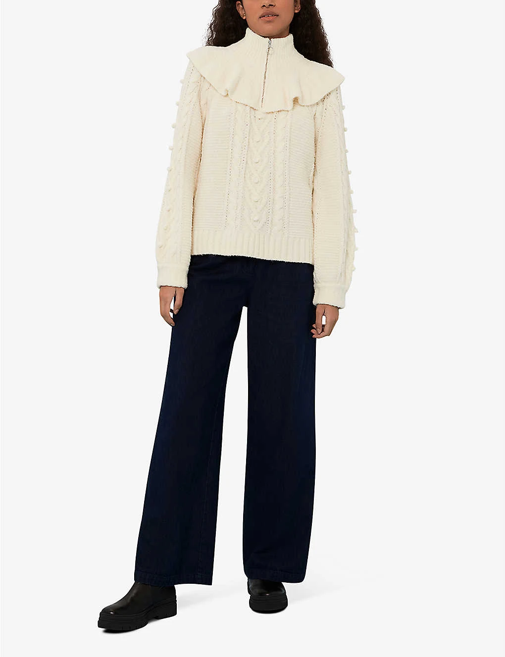 Whistles Electra Cable-knit Cotton-blend Jumper 2 Whistles Electra Cable-knit Cotton-blend Jumper - Image 2