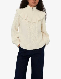 Whistles Electra Cable-knit Cotton-blend Jumper 7 Whistles Electra Cable-knit Cotton-blend Jumper -The Fashion Shop R03886463 CREAM ALT02