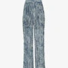 Whistles Marble-stripe Recycled-polyester Plisse Trousers