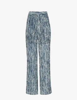 Whistles Marble-stripe Recycled-polyester Plisse Trousers