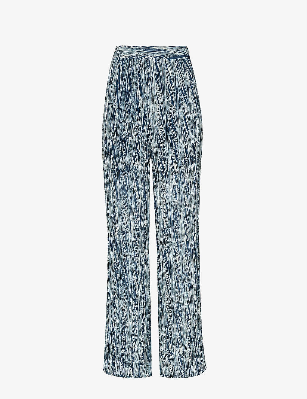 Whistles Marble-stripe Recycled-polyester Plisse Trousers 1 Whistles Marble-stripe Recycled-polyester Plisse Trousers