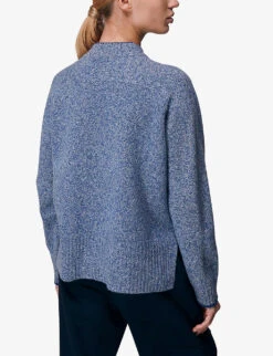 Whistles Flecked Funnel-neck Wool Jumper -The Fashion Shop R03887651 BLUE ALT03