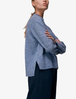 Whistles Flecked Funnel-neck Wool Jumper -The Fashion Shop R03887651 BLUE ALT04