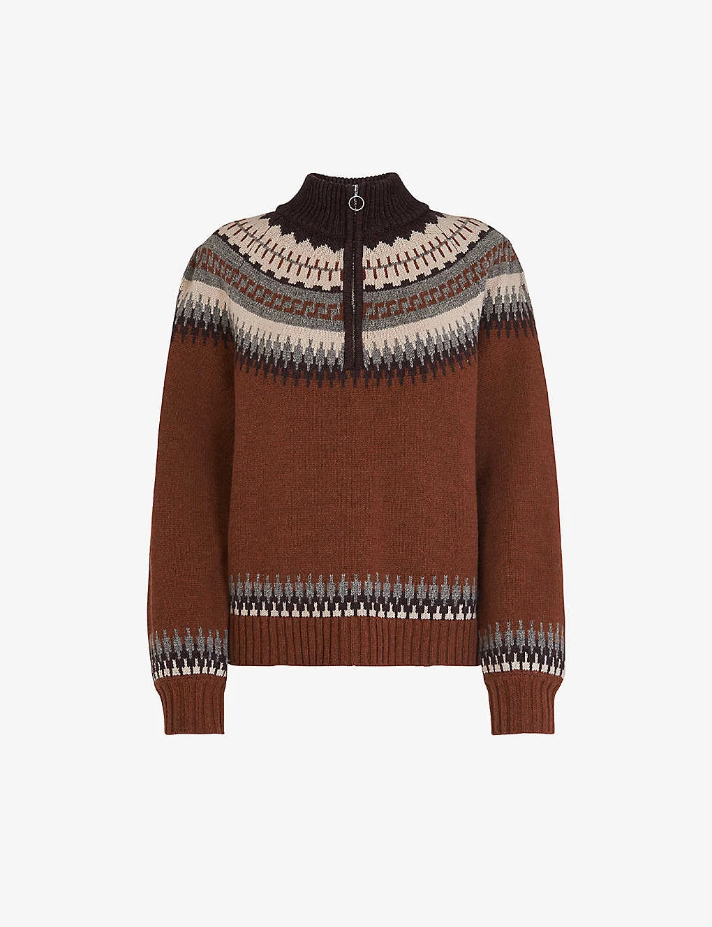 Whistles Fairisle Zip Nordic-pattern Wool-blend Jumper 1 Whistles Fairisle Zip Nordic-pattern Wool-blend Jumper