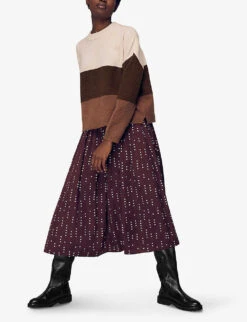 Whistles Stripe-design Wool-blend Jumper -The Fashion Shop R03887895 BROWN ALT02