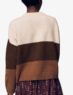 Whistles Stripe-design Wool-blend Jumper -The Fashion Shop R03887895 BROWN ALT03