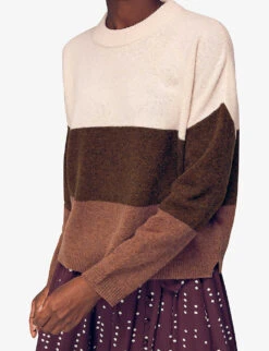 Whistles Stripe-design Wool-blend Jumper -The Fashion Shop R03887895 BROWN ALT04