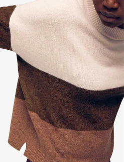 Whistles Stripe-design Wool-blend Jumper -The Fashion Shop R03887895 BROWN ALT05