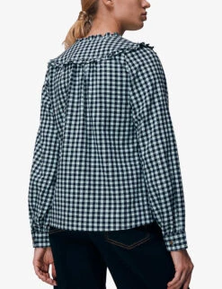 Whistles Gingham Frilled Cotton Shirt 8 Whistles Gingham Frilled Cotton Shirt -The Fashion Shop R03894261 MULTICOLOURED ALT03