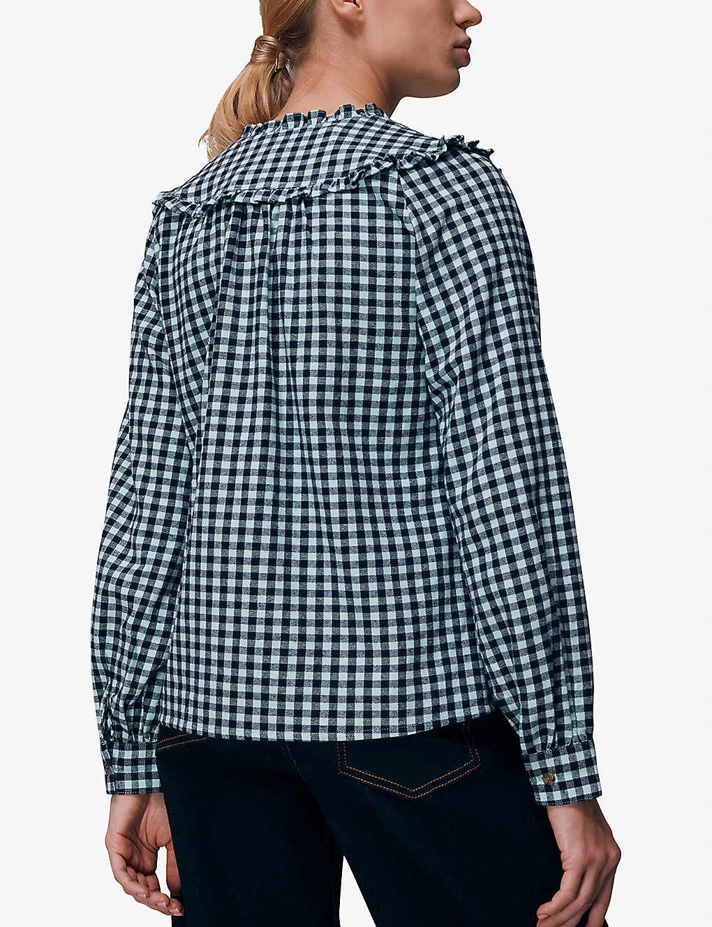 Whistles Gingham Frilled Cotton Shirt 4 Whistles Gingham Frilled Cotton Shirt - Image 4