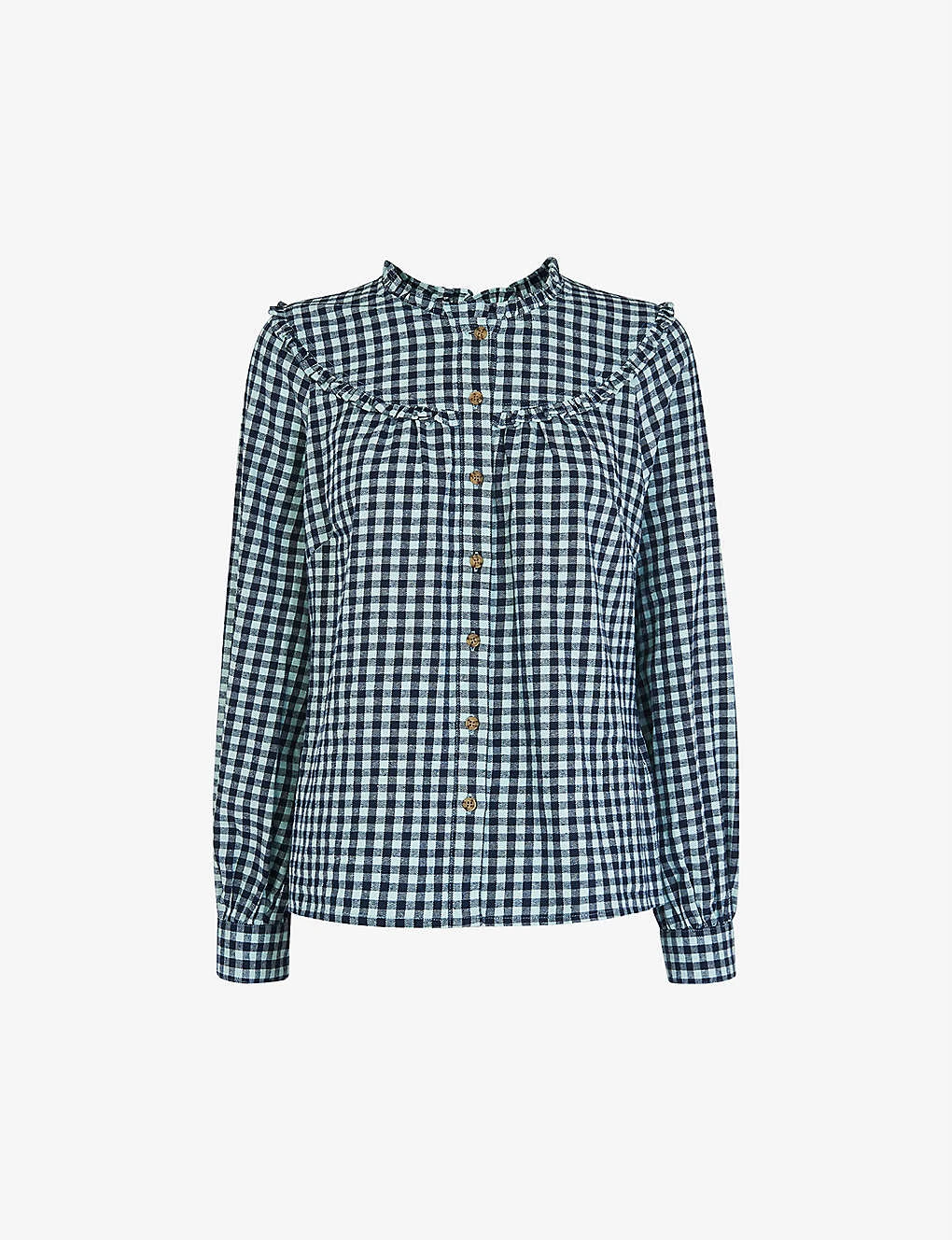 Whistles Gingham Frilled Cotton Shirt 1 Whistles Gingham Frilled Cotton Shirt