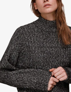 Whistles Funnel-neck Relaxed-fit Knit Wool Midi Dress -The Fashion Shop R03894262 BLACK ALT04